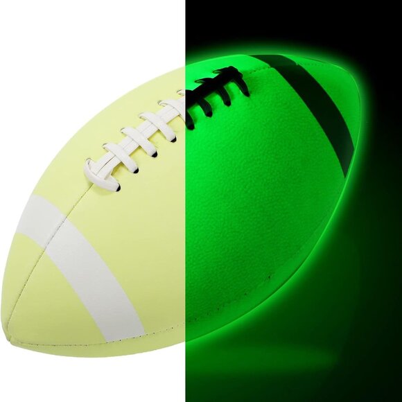 Football Glow in the Dark Light Green PU Leather Youth Size 5 Hand Stitched Gift - Picture 1 of 9